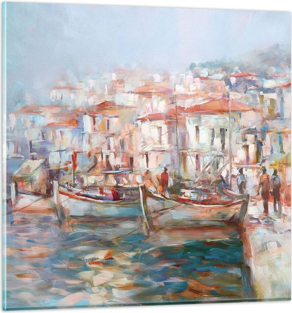 Bilder auf glas - Einteilig - Insel Boote Hafen - 60x60cm - Glasbilder - Wandbilder - Bilder - zum Aufhängen bereit - Wanddekoration aus Glas - Gl...