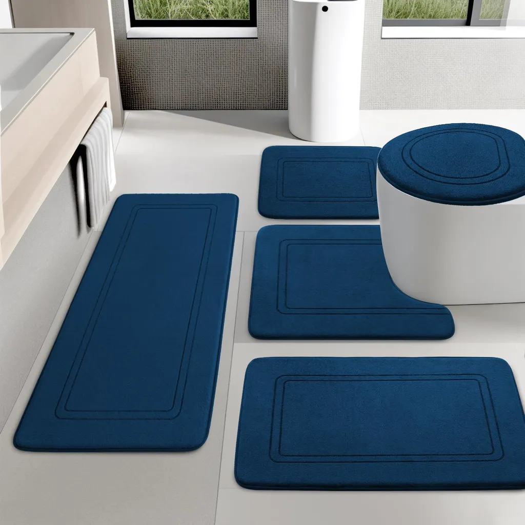 Ensemble tapis de bain moelleux 5 pièces en mousse à mémoire de forme