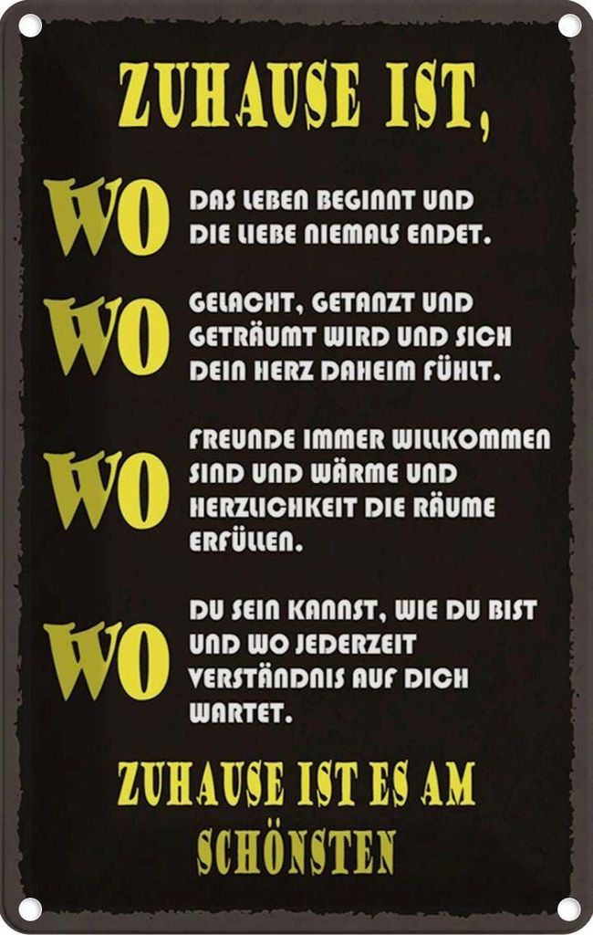 vianmo Blechschild 30x20 cm Zuhause ist wo Leben und Liebe Spruch Zitat