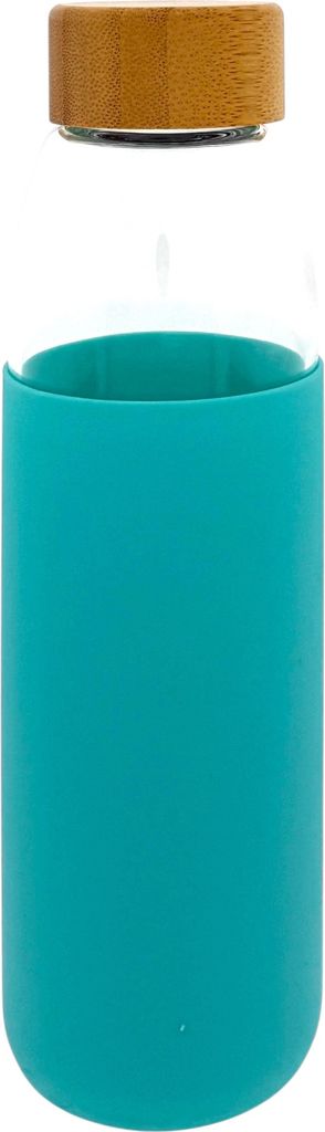 Trinkflasche - Wasserflasche - Mint - Silikonhülle - Bambus-Schraubverschluss - 540 ml