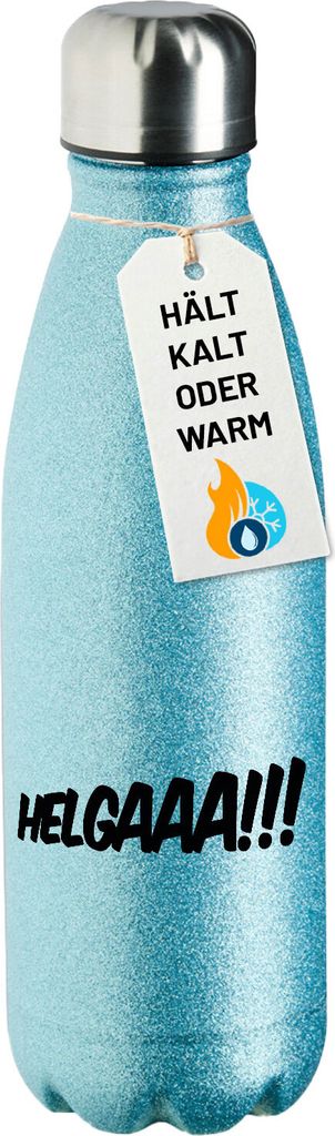 Huuraa Trinkflasche Helgaaa Schriftzug 500ml Blue Edelstahl Wasserflasche Trinkflasche Geschenkidee