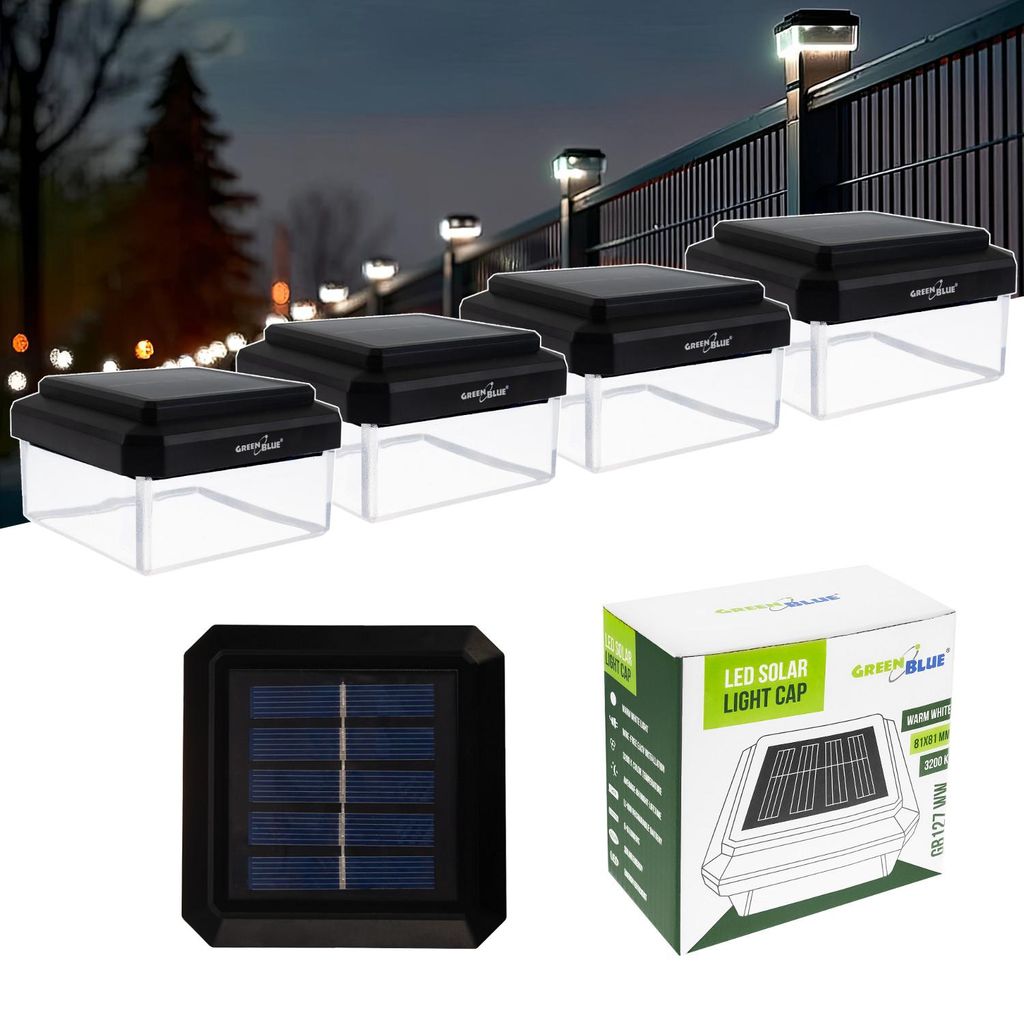 4x solárna LED lampa GreenBlue na stĺpik 80 x 80 mm s Obrázok produktu 