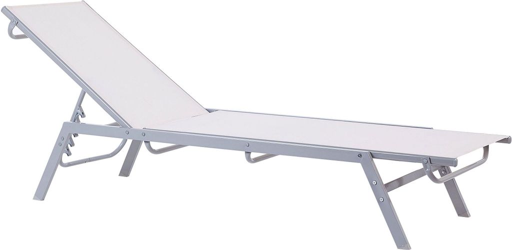 BELIANI Gartenliege Weiß Stahl Mesh verstellbare Rückenlehne modern Garten Terasse