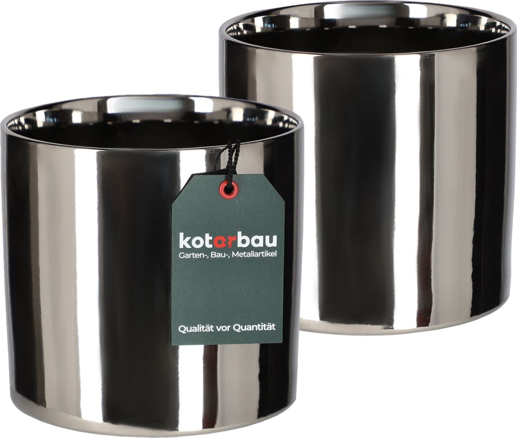 KOTARBAU 2er Set Glänzend Blumentopf 160mm Zylinder Pflanztopf Keramik Übertopf