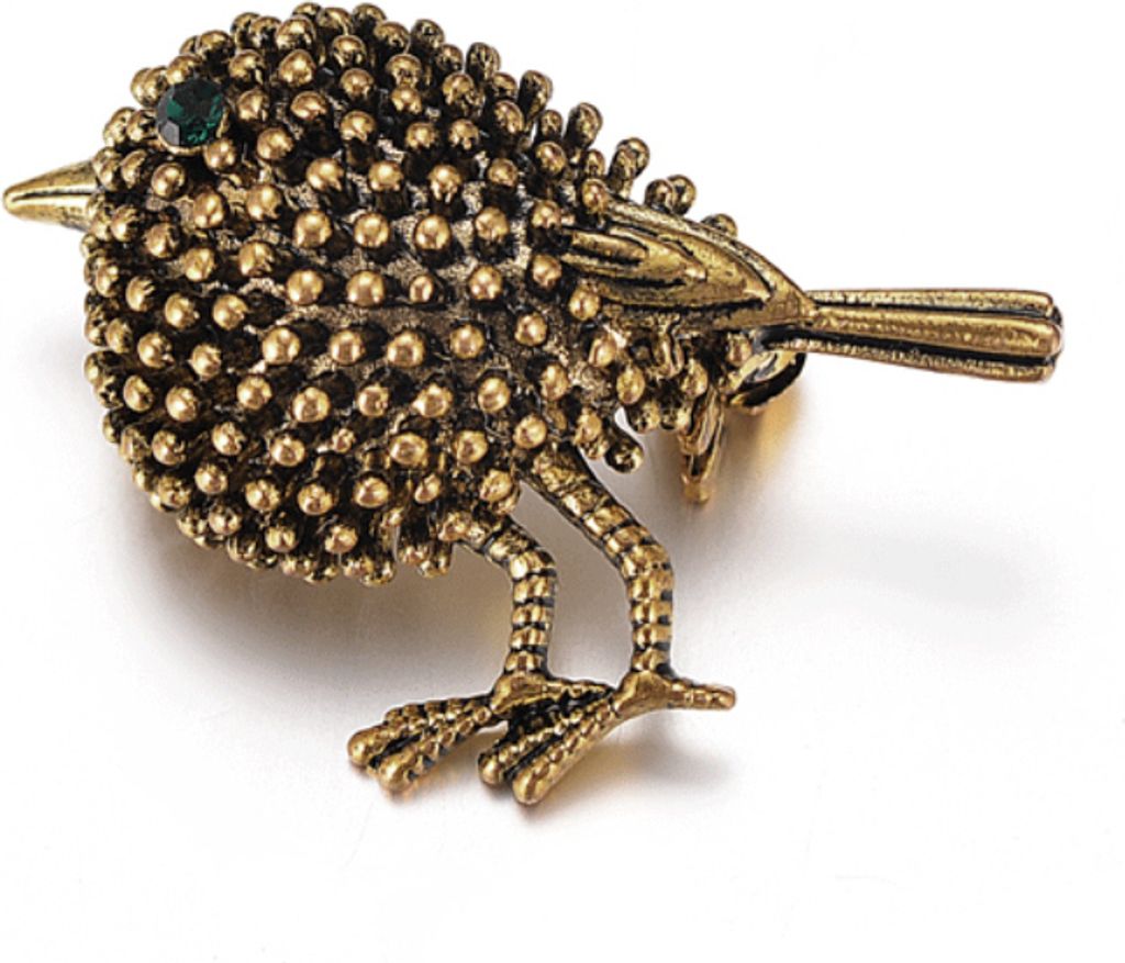 Niedliche kleine Vogel-Kleid-Bankett-Dekoration, Strass-Tier-Dame-Brosche, Weihnachtsgeschenk-Golden