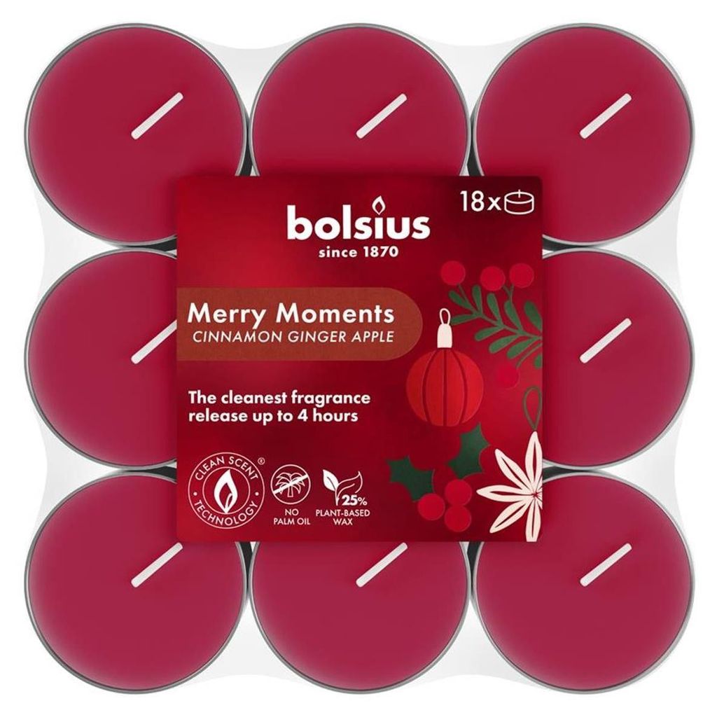 Bolsius Duftteelichter merry moments 18er Pack rot Produktbild 