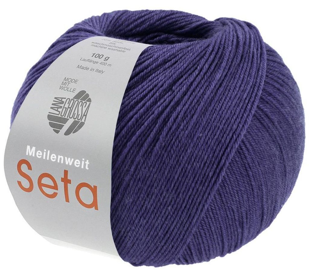 Lana Grossa MEILENWEIT 100 g SETA 4-fach Sockenwolle mit Seide, hochwertiges Garn Farbe 054 - Blauviolett