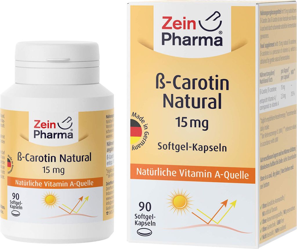 ZeinPharma Beta Carotene Naturale, 15 mg, capsule, 90 Immagine del prodotto 