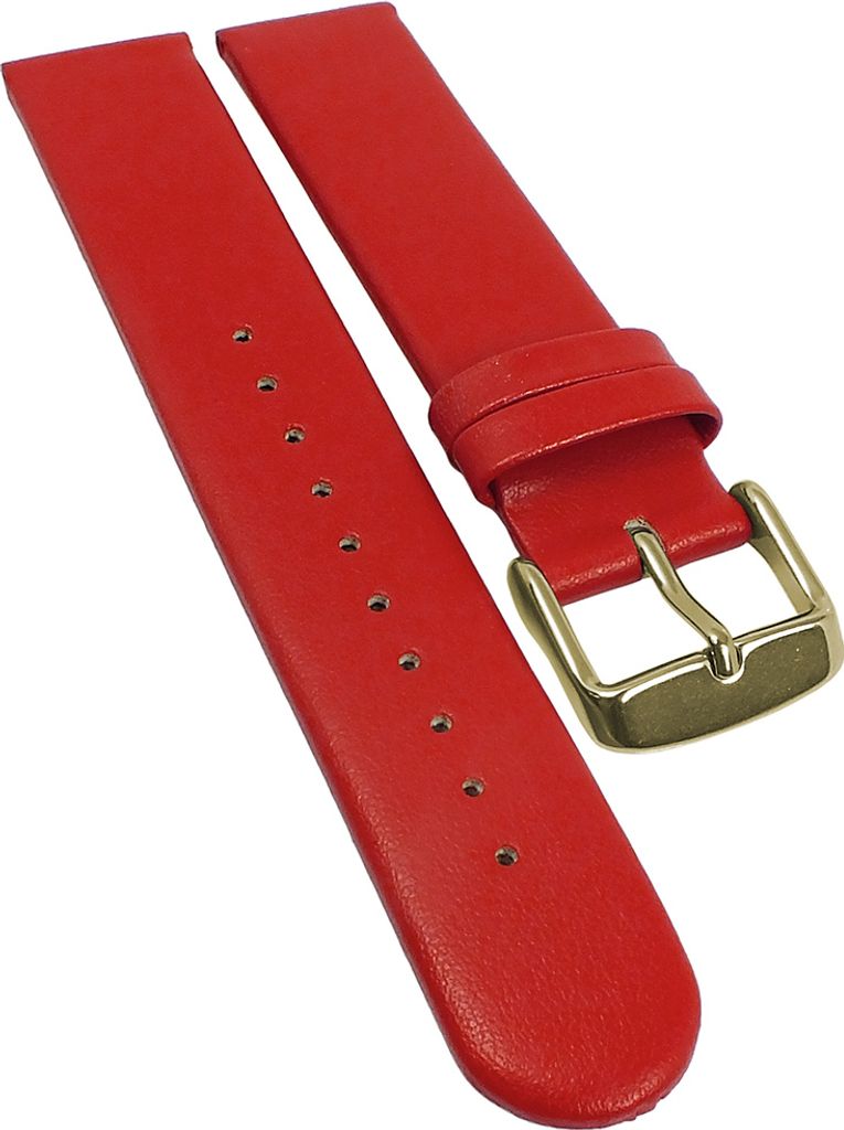 Minott Vegan Uhrenarmband Apfelfaser rot reißfest gleichlaufend , Stegbreite:18mm, Schließe:Gelbgolden