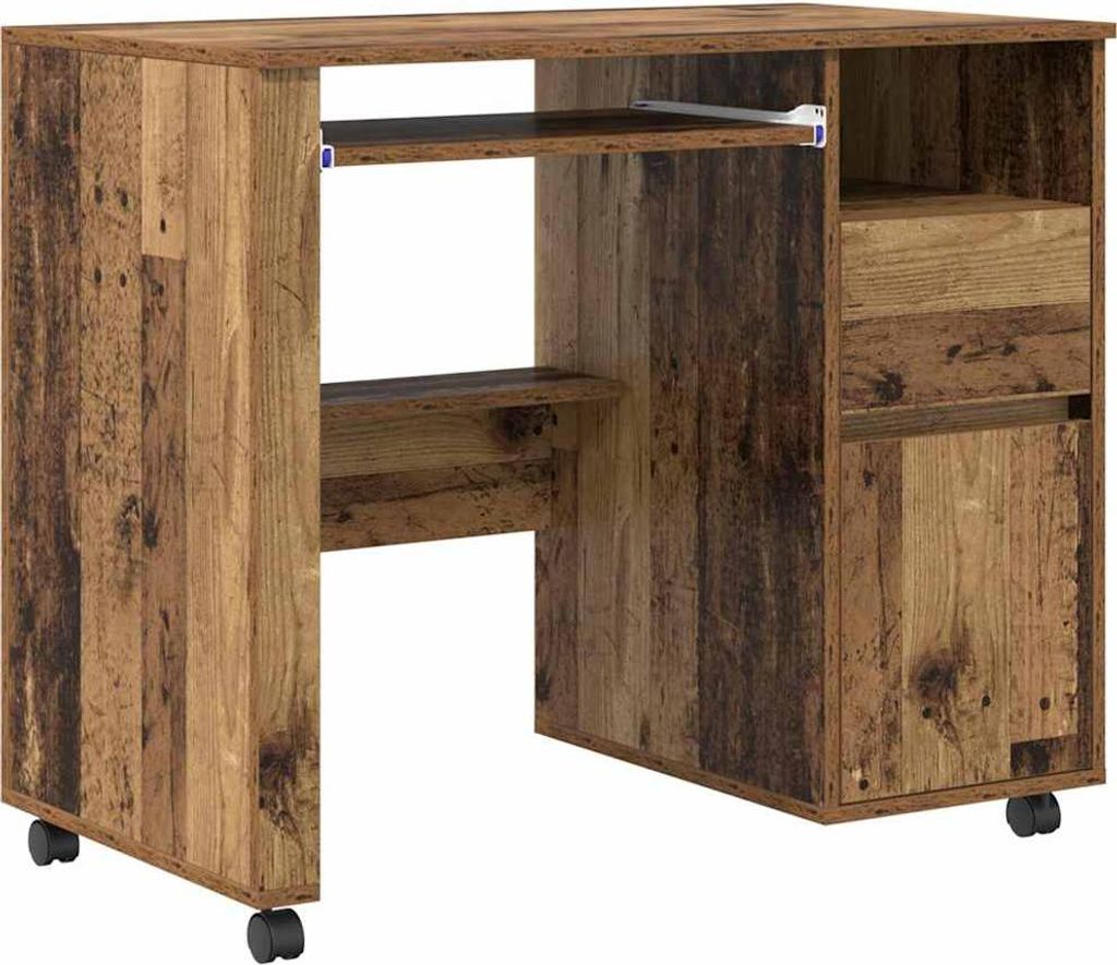 vidaXL Tisch mit Rädern Mit Rad Altholz 91 x 50 x 77 cm Holzwerkstoff