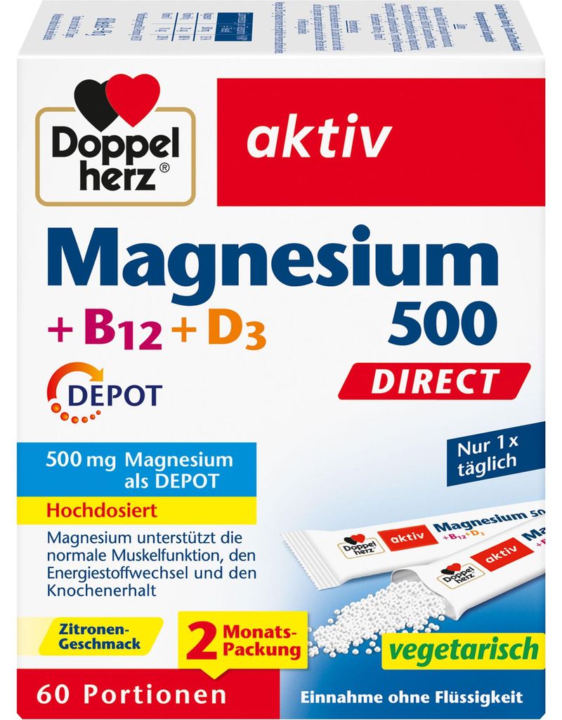 Doppelherz aktiv Magnesium 500 + B12 + D3 Depot Granulat Zdjęcie produktu 