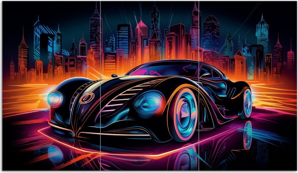 Wallario Herdabdeckplatte aus Glas, Größe 90 x 52 cm 3-teilig, Motiv Cyber-Speed-Illusion