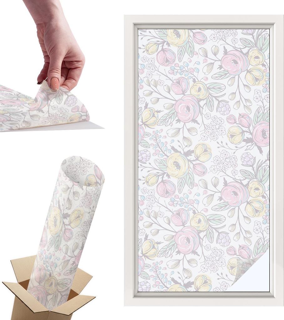 Buntglasfolie für Fenster – 100x50 cm – Stained-Glass-Fensterfolie, dekorativ & blickdicht – Selbstklebende Glasdekorfolie im Buntglas-Desig...