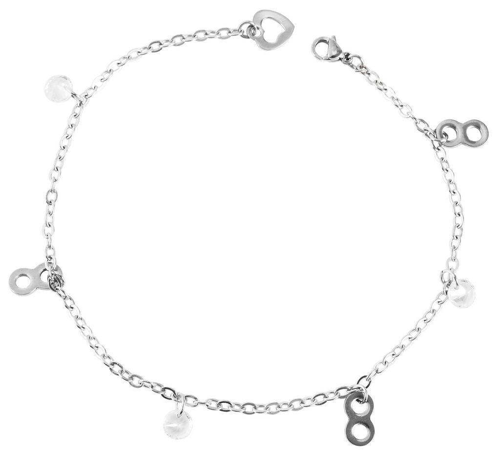 Akzent Edelstahl Fußkette, 25cm, silberfarbig