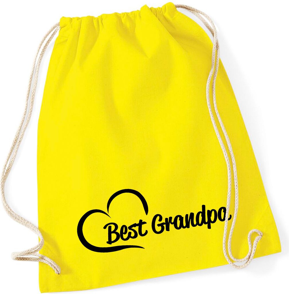 Huuraa Turnbeutel Best Grandpa Heart 12 Liter Yellow Baumwolle Rucksack Geschenkidee