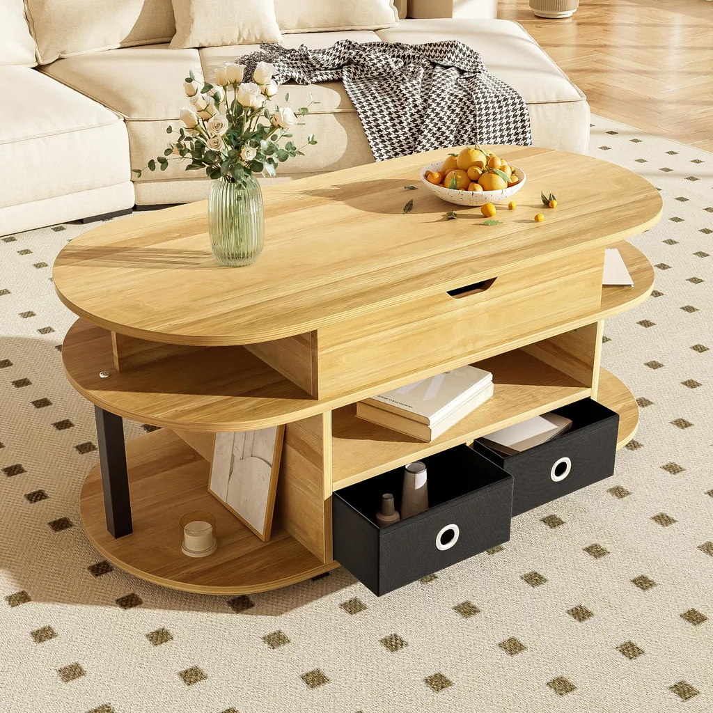 Table basse bureau relevable idéale pour télétravail avec rangements - 8