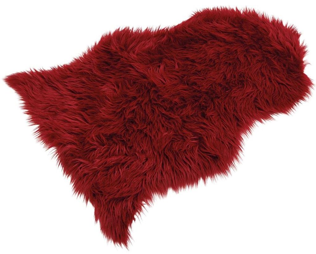 Großes langflor Deko-Fell als Fell-Imitat in 90 x 60 cm rot Produktbild 