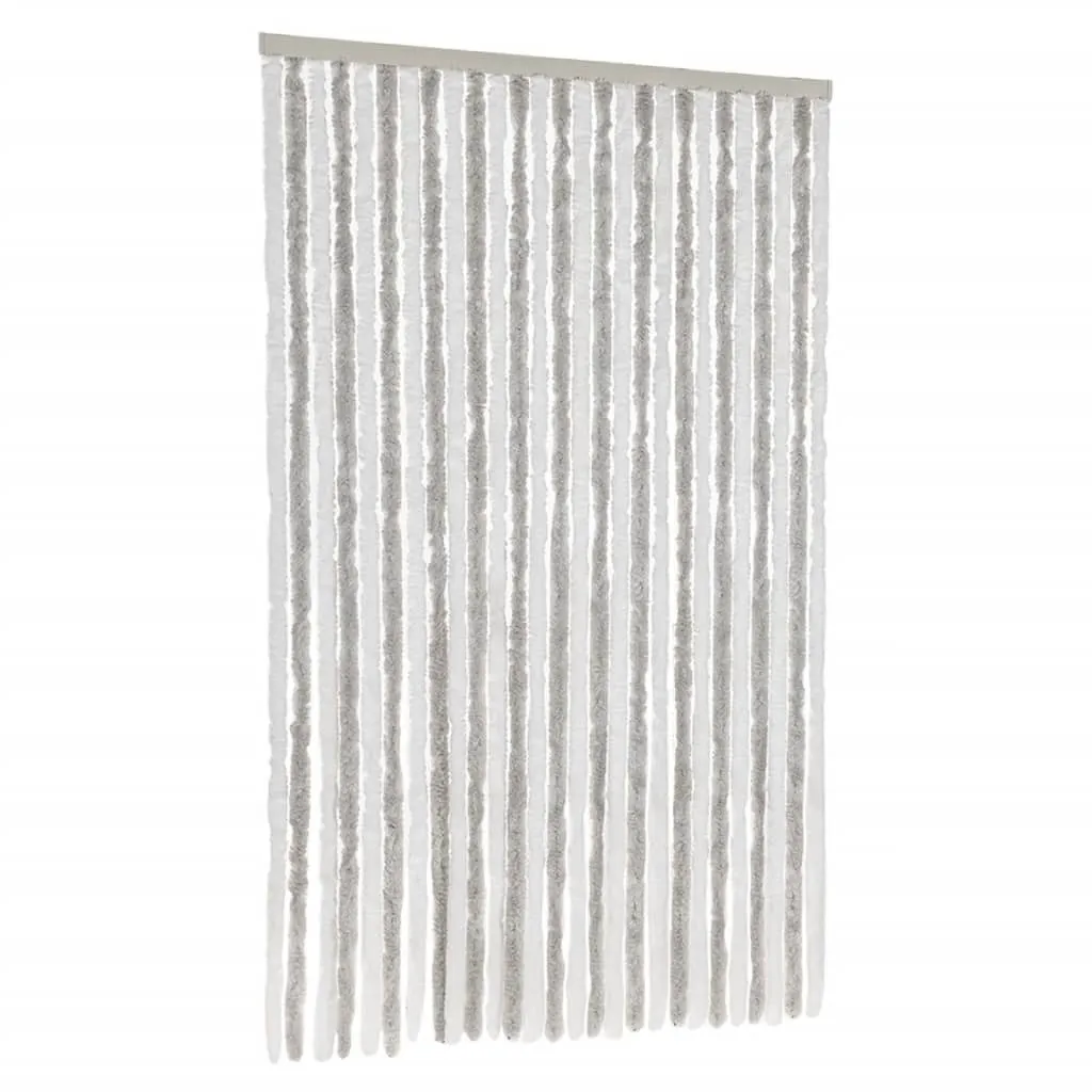 Rideau chenille épais anti-mouches 118x220 cm gris blanc haute densité