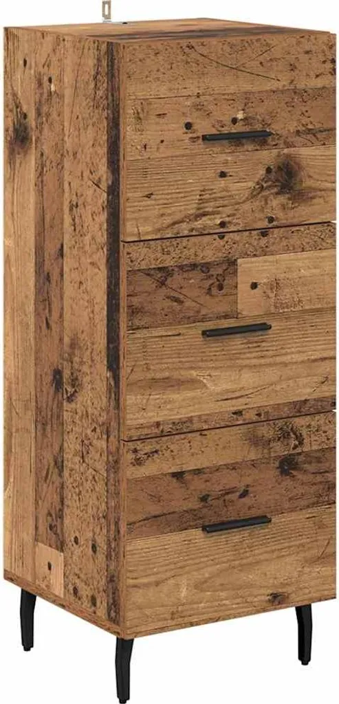 Mobile Multiuso Legno Recuperato 34cm | Credenza Alta Design Slim
