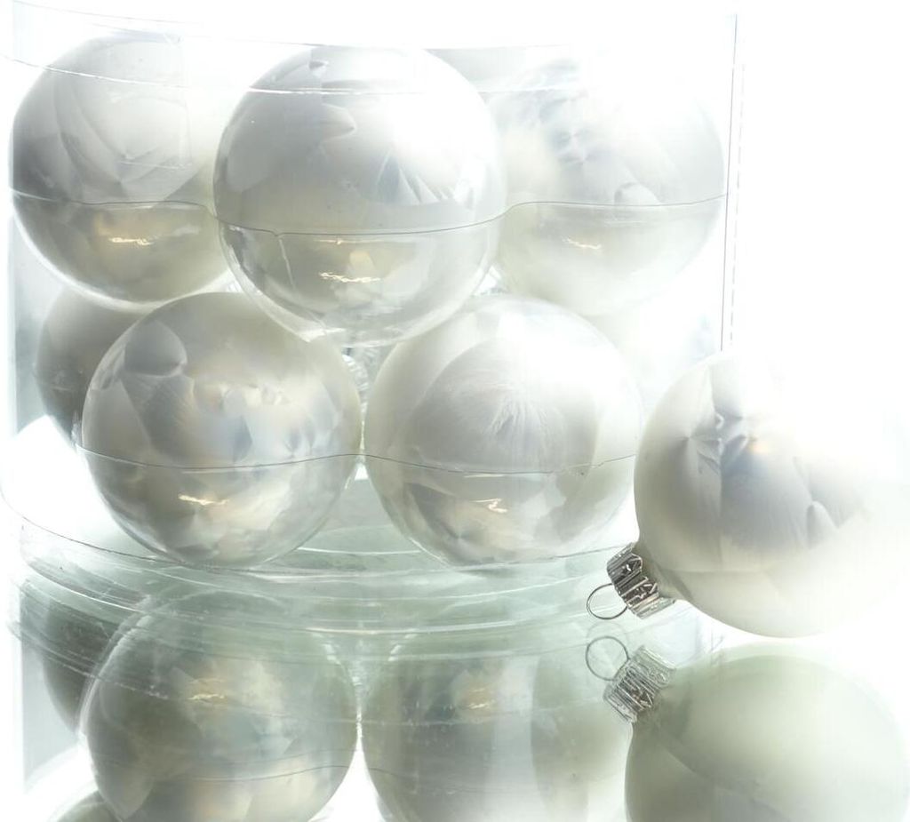 Christbaumkugeln Weiß Eislack Ø 6 cm aus Glas - 10er Set Produktbild 1