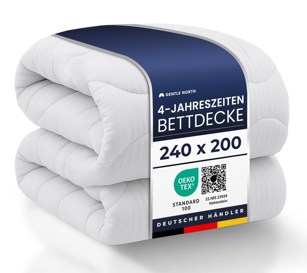 Gentle North Bettdecke 240x220 als Schlafdecke - 4-Jahreszeiten Bettdecke für Allergiker geeignet - Weiche Steppdecke - Besonders Flauschig & wasc...
