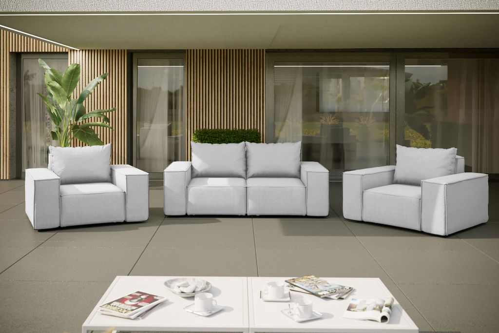 Kaiser Möbel Gartenmöbel set 2+1+1 SONNE für den Garten, die Terrasse, den Hof, gemütliche Hellgrau