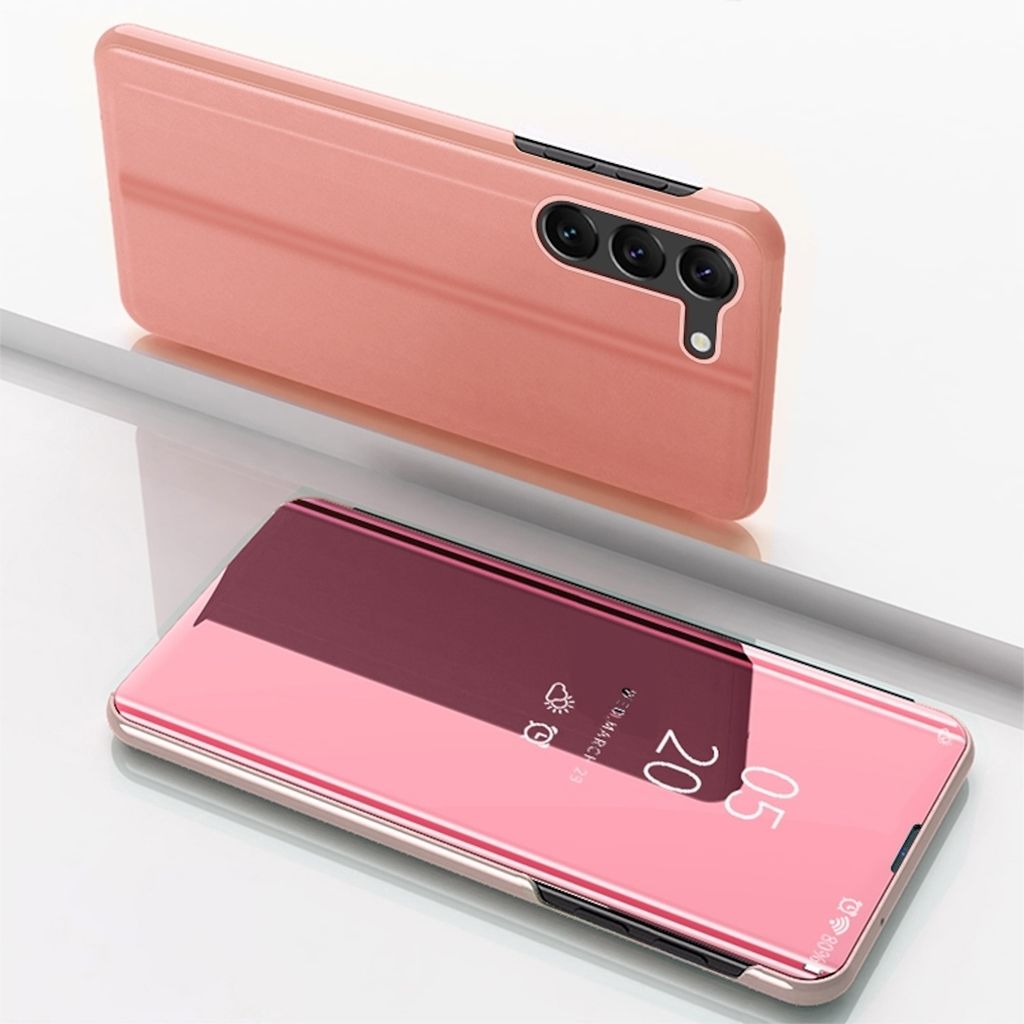 Für Samsung Galaxy S24 Plus View Spiegel Handy Smart Cover Wake UP Funktion Case Pink