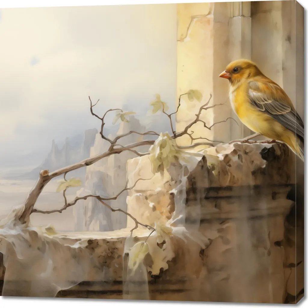 Quadro 100x100 cm Canarino sul bordo