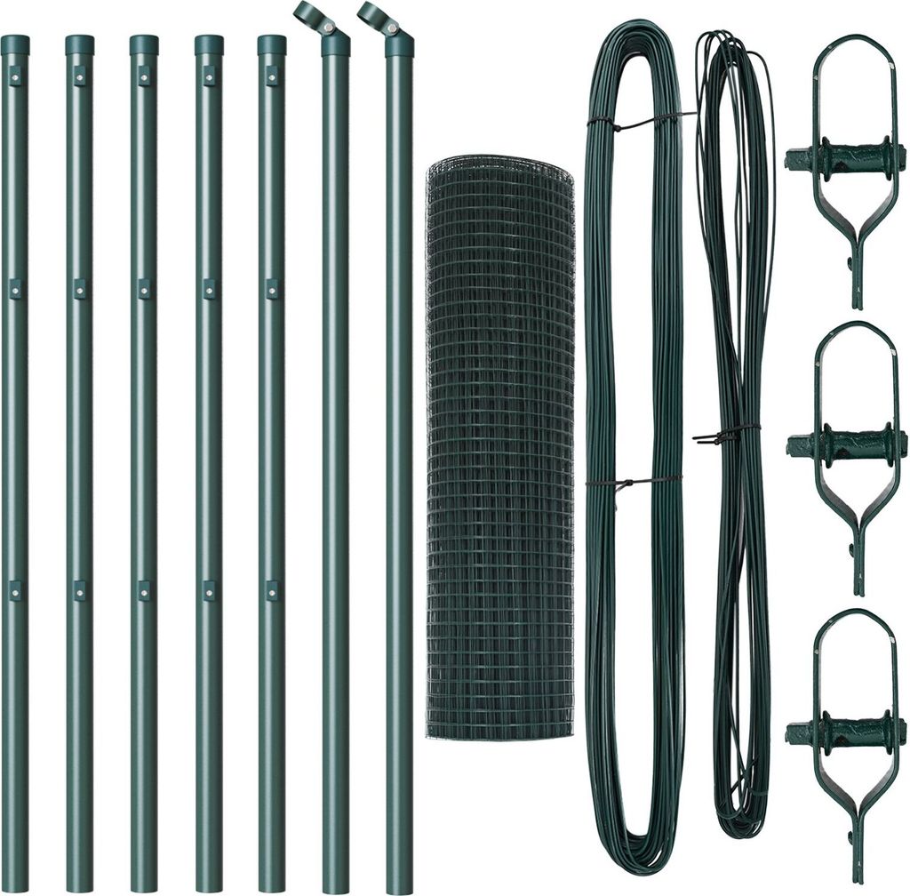 Möbel Geschweißter Drahtzaun mit 7 Pfosten Grün 0.4x10 m Stahl - Metallzäune 3351677