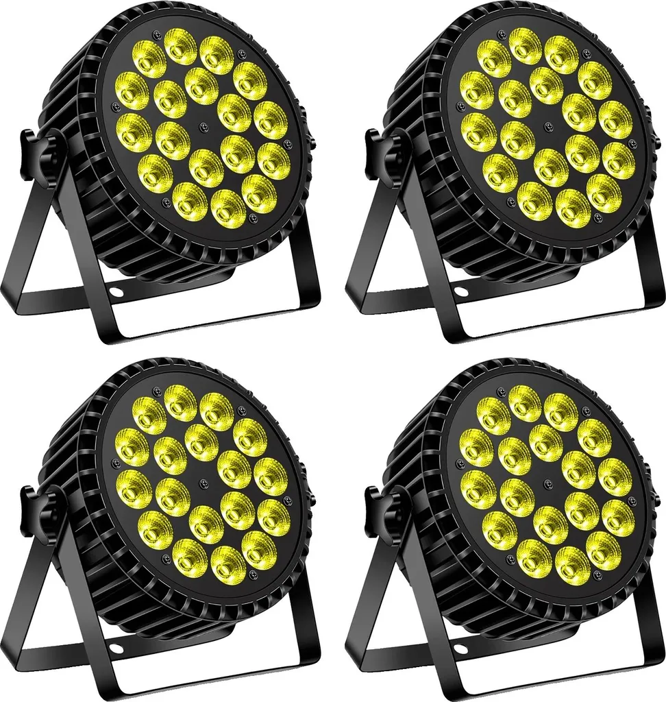 Set de 4 Lumières Par LED RGBW Prise UE pour un Éclairage Fixe sans Bug