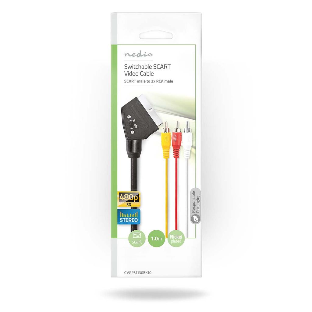 SCART-Kabel | SCART Stecker | 3x Cinch-Stecker | Vernickelt Produktbild 3