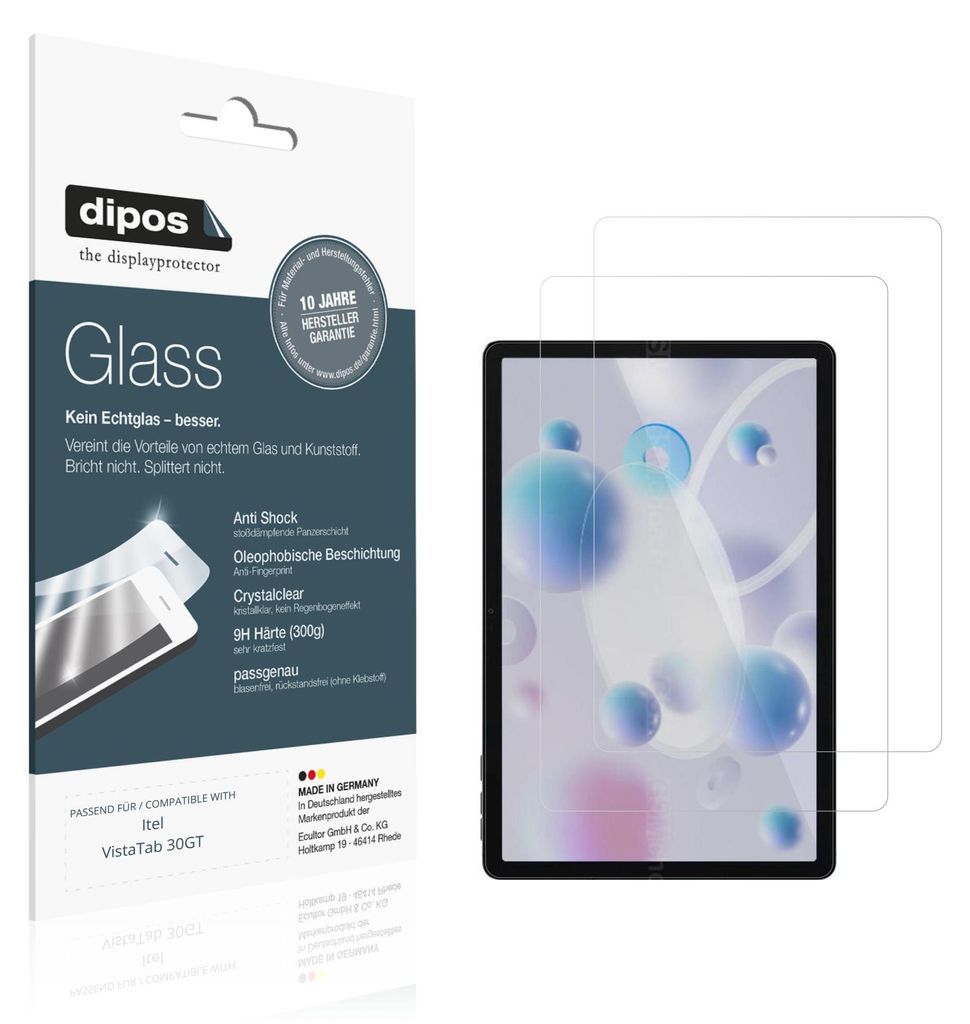 2x Schutzfolie für Itel VistaTab 30GT - Anti-Shock 9H Folie dipos Glass Kunststoffglas