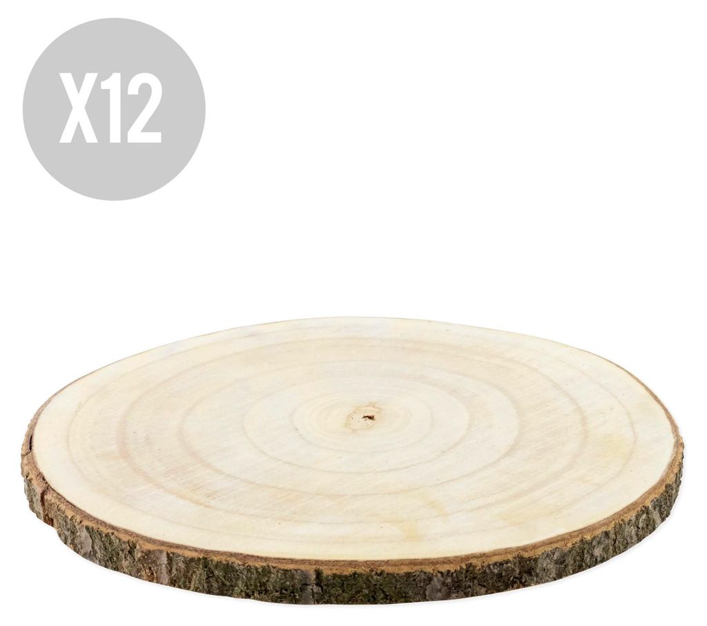 12 Natur-Holzscheiben 28-33 cm - Einheitsgröße Produktbild 