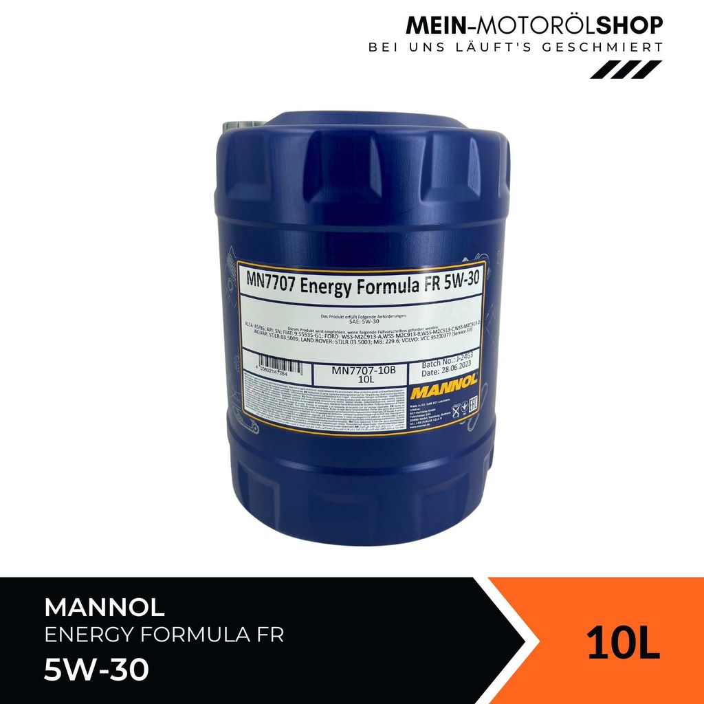 A blue plastic drum of engine oil is shown against a white background. Text and branding are visible on the drum and in the lower section of the image.