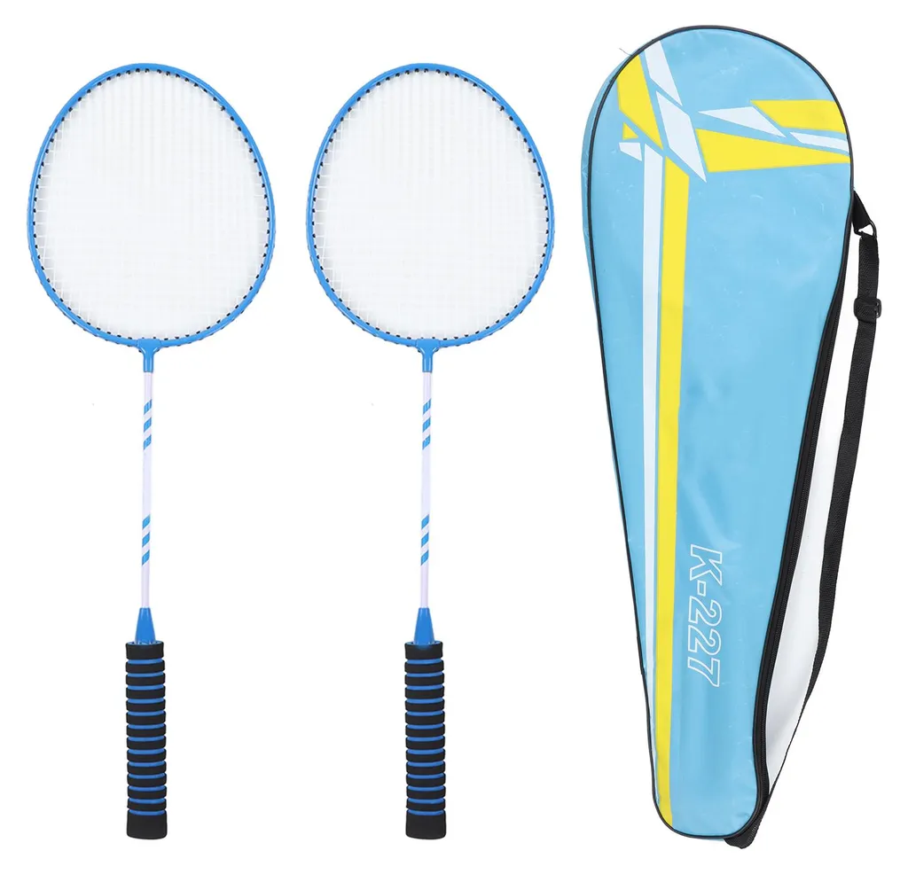 Set de badminton bleu avec raquettes en alliage fer et nylon robustes