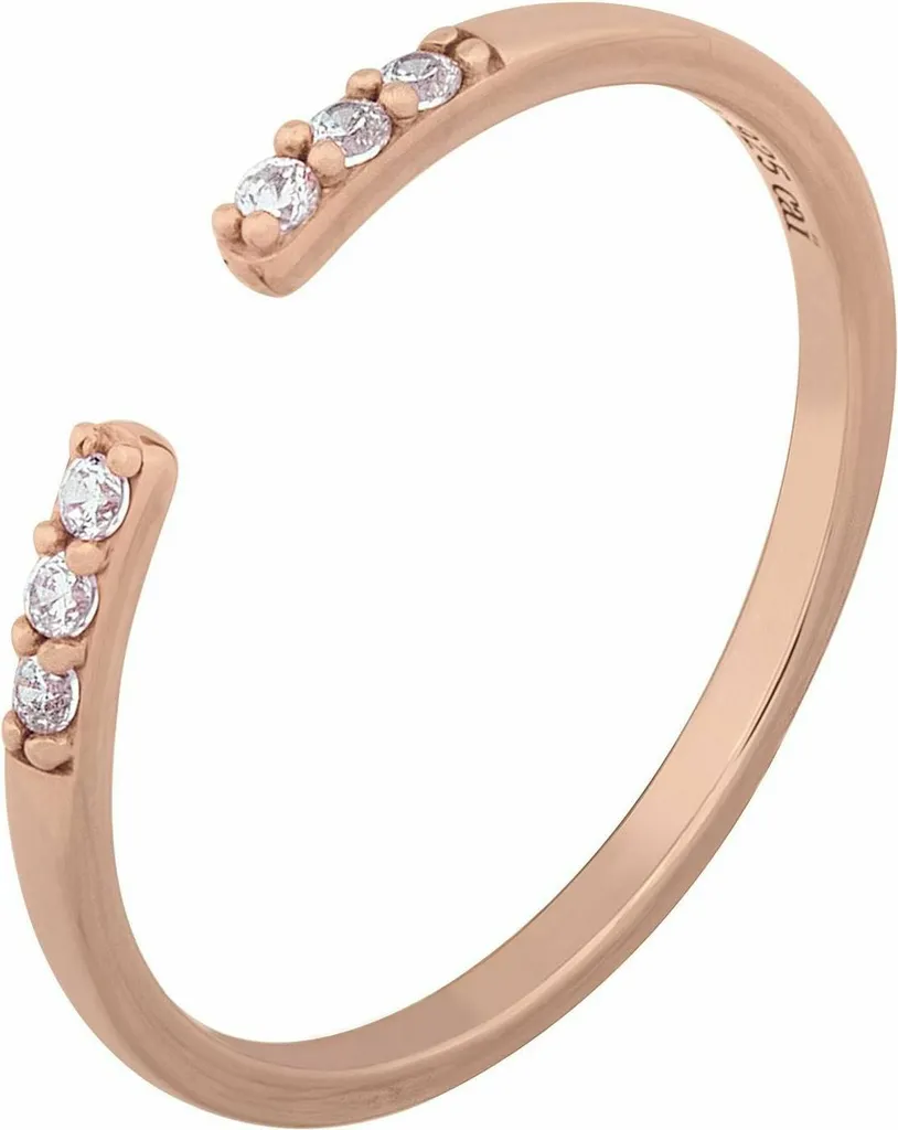 Regalo Donna: Anello cai 925 Argento Oro Rosa con Zirconi Aperti
