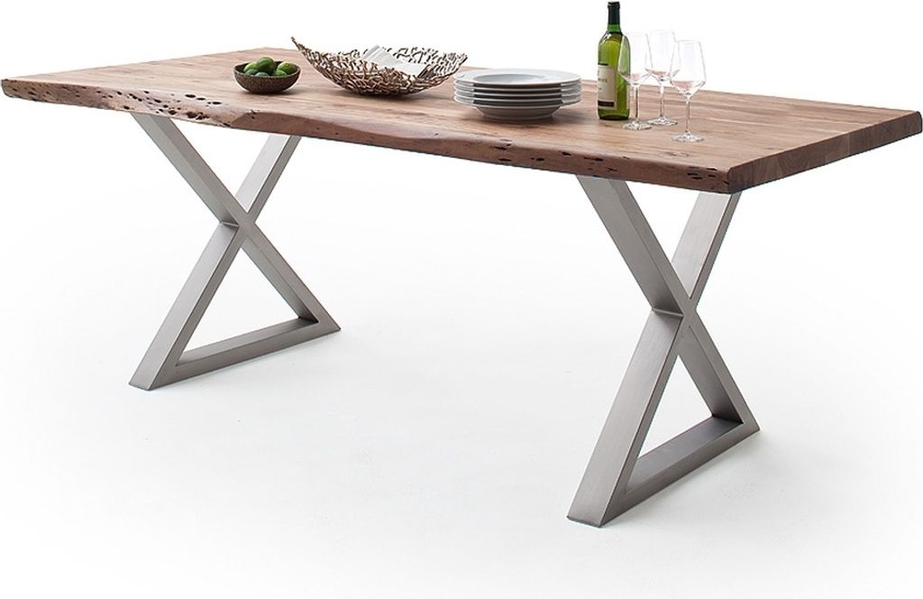 Baumkantentisch >Calabria< in Akazie natur lackiert - 200x79,5x100 (BxHxT)