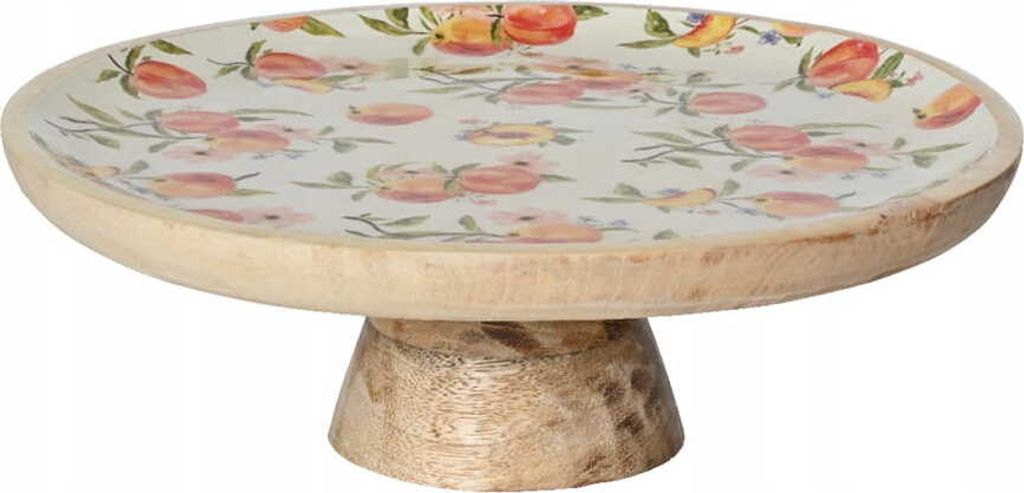 Deko-Teller Mangoholz Pfirsich Design 26cm Sommerdeko