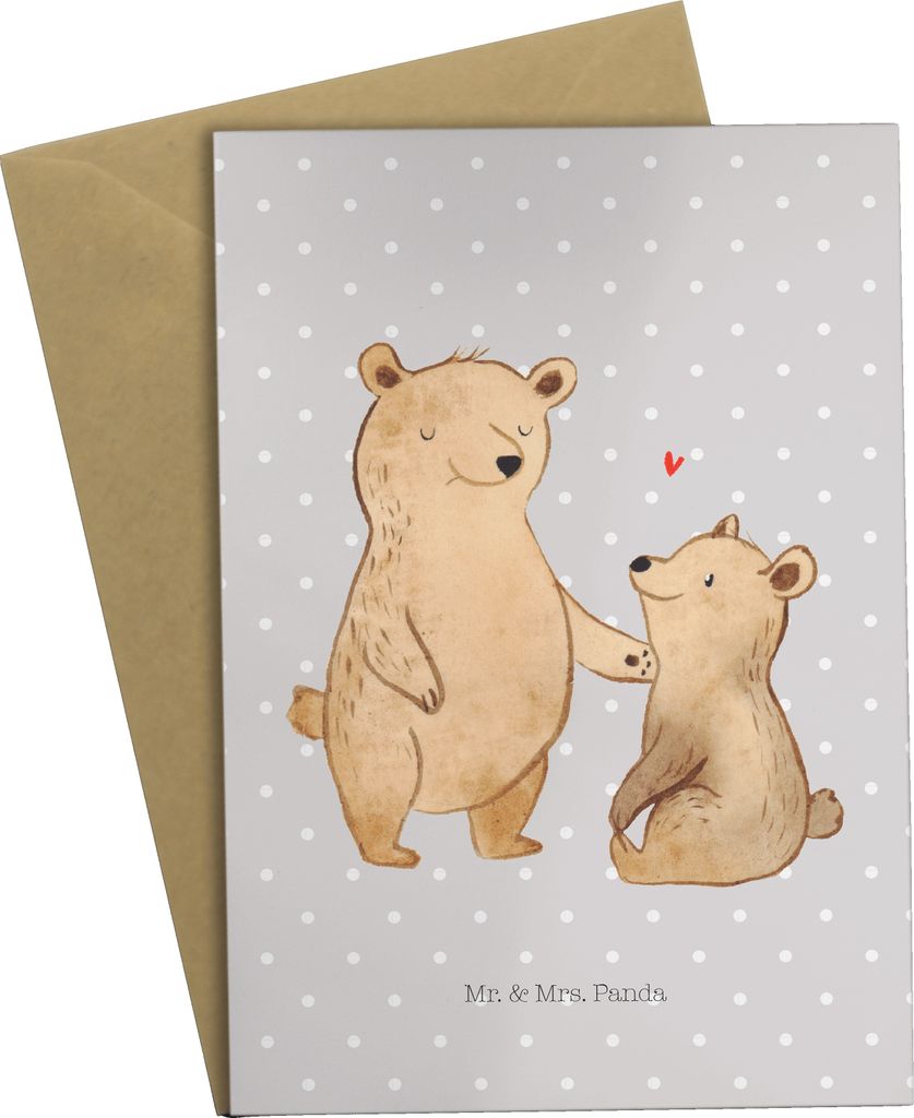 Mr. & Mrs. Panda Glückwunschkarte Bär Großer Bruder - Grau Pastell - Geschenk, einladungskarten, Bären, Geschwister, Grußkarte, Beileidskarte,...
