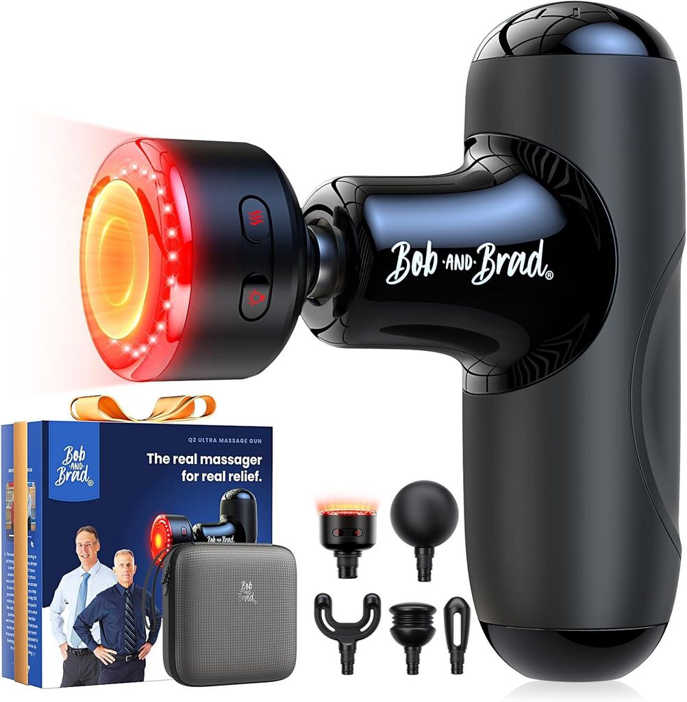 Mini Massagepistole mit Infrarot-Heizkopf, Bob and Brad Q2 Ultra Massage Gun für Muskelschmerzen, leise, tragbar, 5 Aufsätze, USB-C Schnellladung