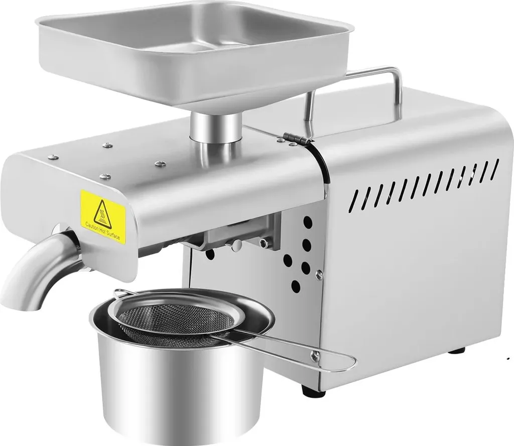 Presse à huile électrique en acier inoxydable argenté, modèle EU 600W