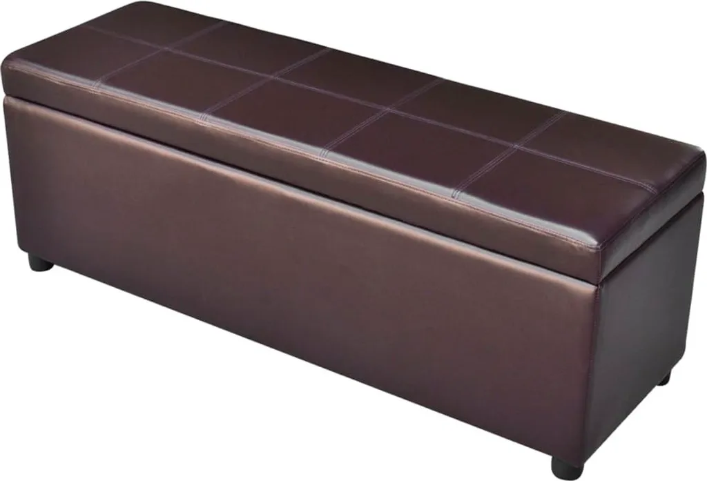 Banc de rangement coffre en bois coloris marron pour entrée et salon