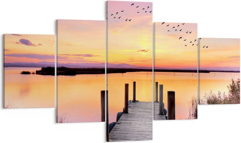 Bild auf Leinwand - Leinwandbild - Fußgängerbrücke Sommer Menschen Liebe - 125x70cm - Wand Bild - Wanddeko - Leinwanddruck - Bilder - Kunstdruck...