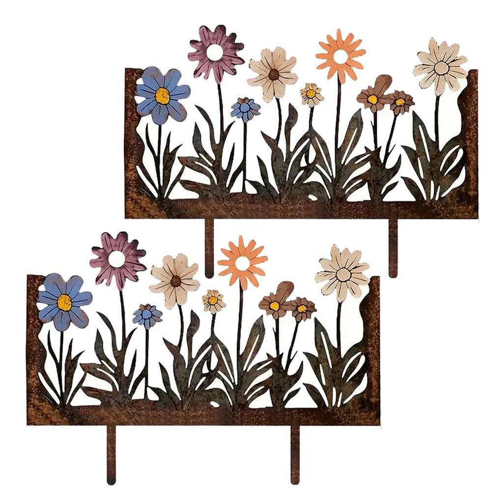 Outdoor Metall-Blumendekoration, 2er-Set Gartenstecker, Pflanzenstecker, Metallkunst für Blumenbeete, Hof & Garten, ideal für Rasen, Wege & Terrasse