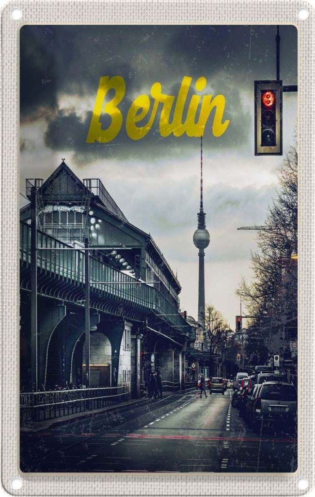 vianmo Blechschild 30x20 cm Berlin Deutschland Mittelalter Gemälde Bildmotiv Reisemotiv Abenteuer Reisen Urlaub
