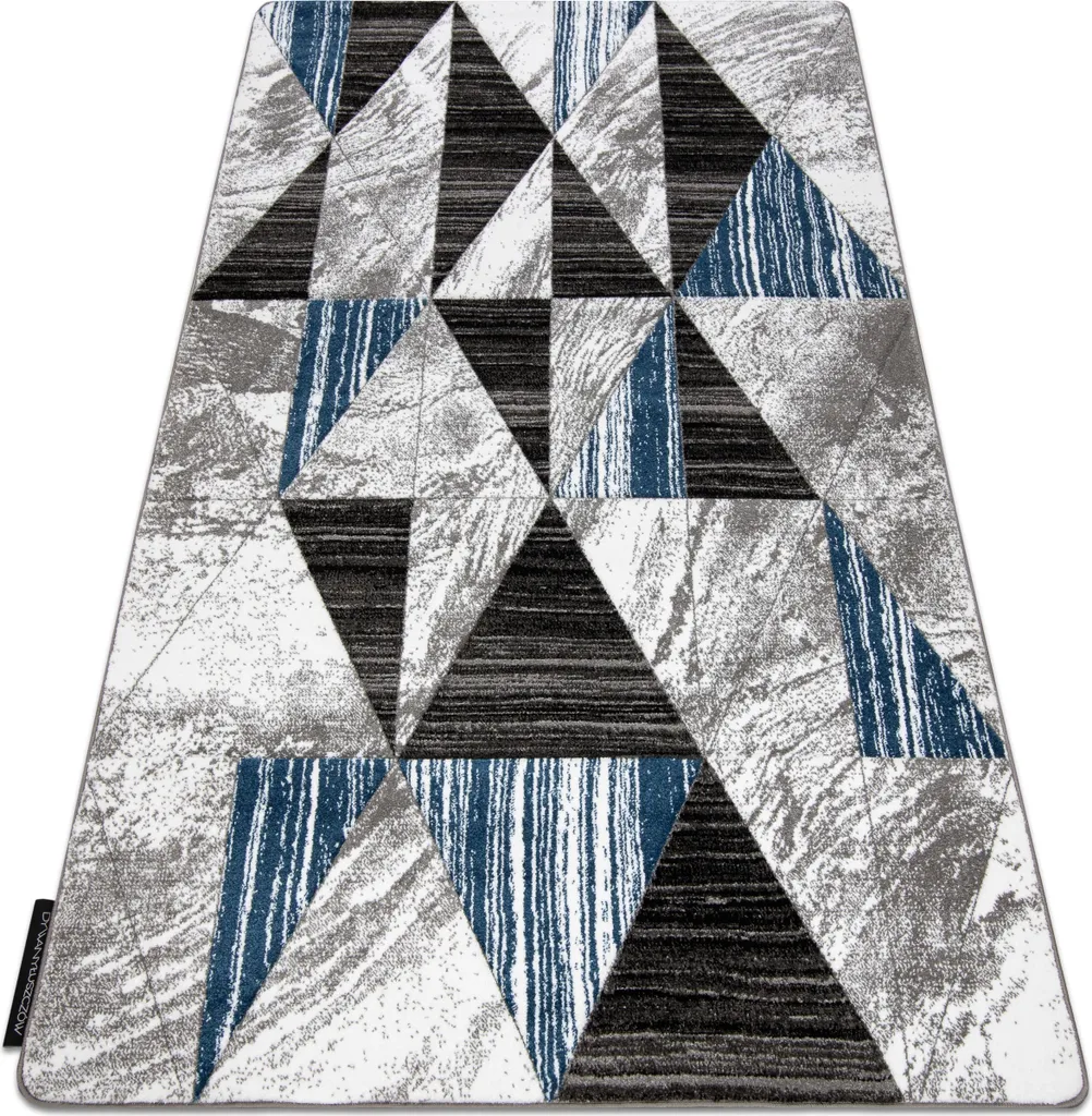 Grand tapis de salon 180x270 cm ALTER Nano bleu à motifs triangulaires