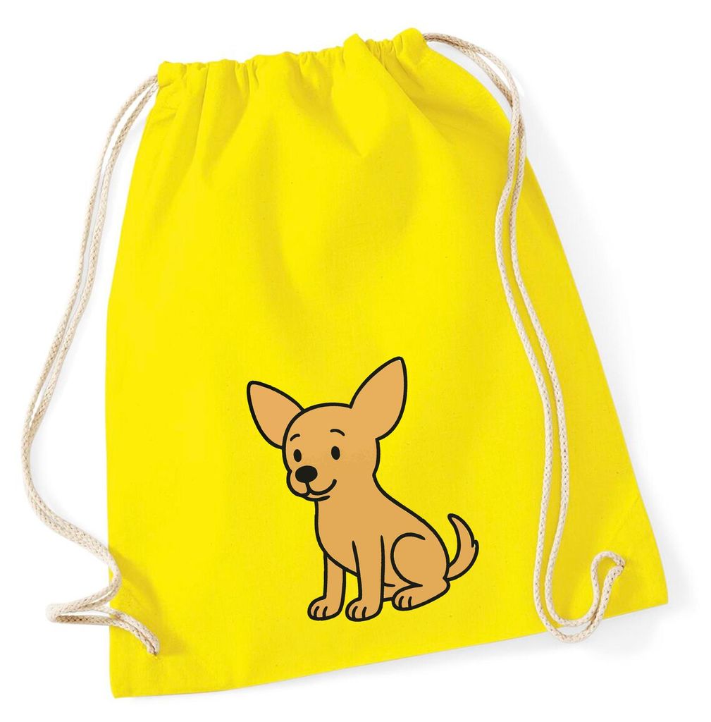 Huuraa Turnbeutel Chihuahua ChiChi Comic 12 Liter Yellow Baumwolle Rucksack Geschenkidee