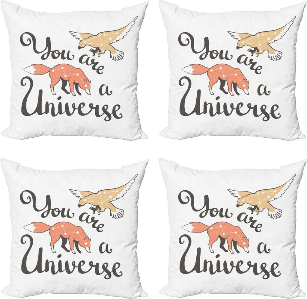 ABAKUHAUS Sprichwort Kissenbezug Set (4 Stück), Sie sind ein Universum Tiere, Moderner Doppelseitiger Digitaldruck, 40 cm x 40 cm, Peach Salmon