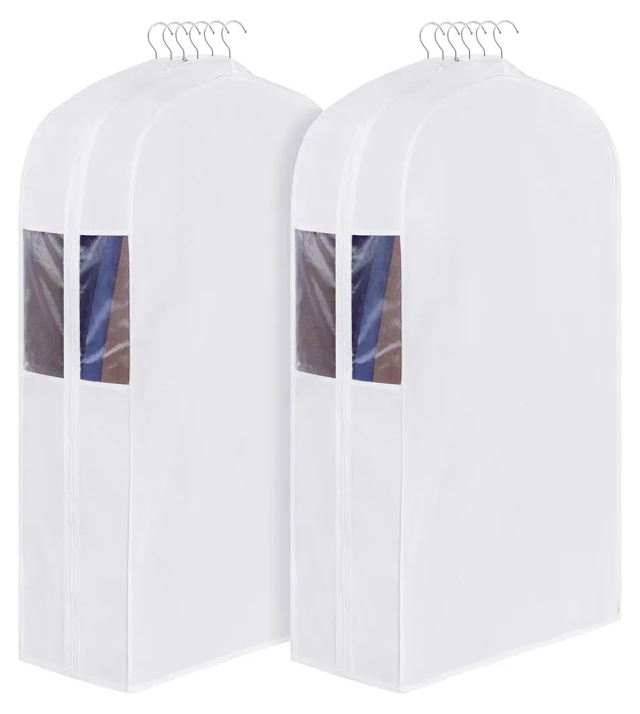 Housse de protection pour costumes et pulls en coton naturel blanc
