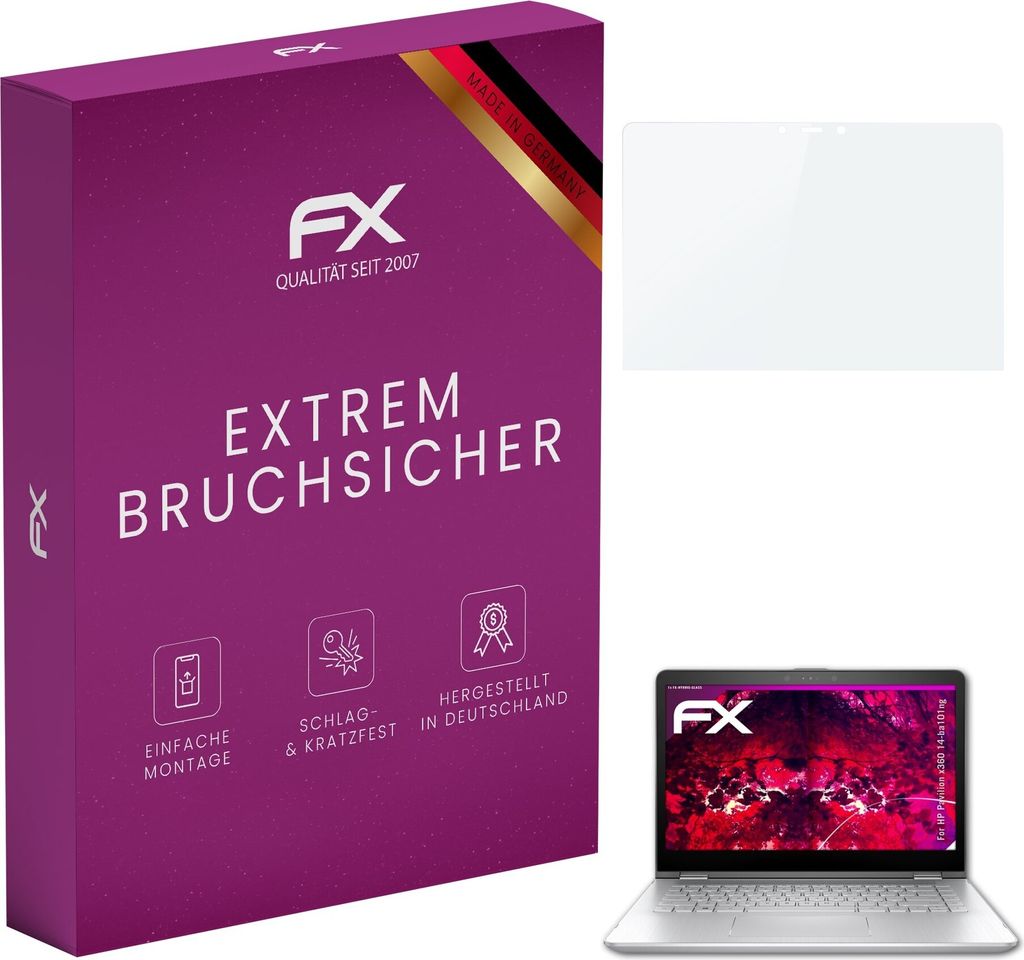 atFoliX FX-Hybrid-Glass Displayfolie kompatibel mit HP Pavilion x360 14-ba101ng Glasfolie
